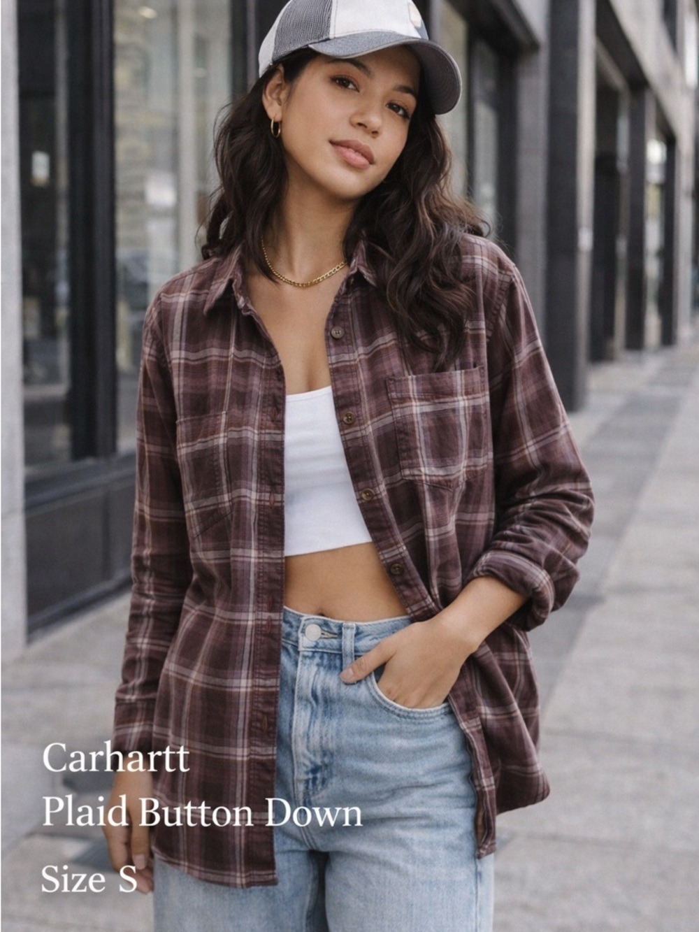 Carhartt Plaid Flannel Button Down Shirt Size Small